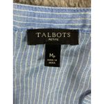 Talbots Petite Blue Stripe V Neck Puff Sleeve Top Size MP Popover in Sunny Beach Photo 2