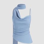 Cider  Light Blue Ruched cami top with a neck scarf NWT Photo 1