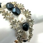 Blue and white vintage floral multi strand bracelet Photo 1