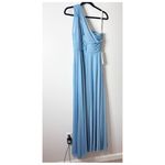 Azazie NWT CHARLIZE Steel Blue A-Line One Shoulder Mesh Dress size 14 Photo 3