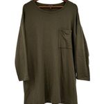 Eileen Fisher olive green pullover sweater dress tunic top chest pocket medium Photo 0