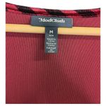 Modcloth  Dress Womens Medium Red Black Striped V Neck Flutter Sleeve Velvet Photo 3