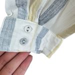 LUNIK Striped Lightweight Cropped Collared Button Up Tie Front Blouse Size M Photo 3