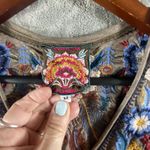 Johnny Was Womens Brown Darielle Embroidered Top Medium Flute Sleeve Boho Unique Photo 5