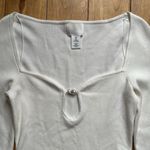 H&M Elegant White Women's Long Sleeve Sweater with Pearl Detail Small Photo 2