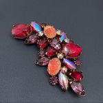 Press Vintage Stunning KRAMER Satin Glass Brooch Photo 2