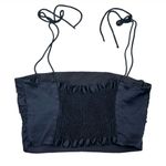 ZARA Black Satin Smocked Back Bandeau Crop Top Size Small Photo 11