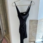 Boutique Black Satin Ruched Mini Dress Photo 3