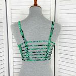 PINK - Victoria's Secret  Tropical Print Studded Cage Back Bralette Halter Top Large Photo 3