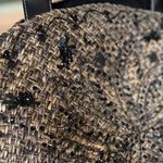 Vintage Indeed Black Beaded Straw Boho Oversized Basket Bag Made in Philippines Tan Photo 3