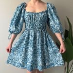 Revolve House of Harlow 1960 floral mini dress short bow balloon sleeve ruffle L Photo 10