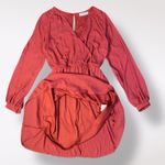 Nordstrom Lush Rust Red Long Sleeve Wrap Dress Size XS Casual Classic Photo 4