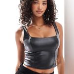 Abercrombie & Fitch  Black Convertible faux leather Fitted Bustier Tank medium Photo 0