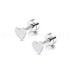 Silver Heart Flat Back Earrings Photo 7