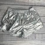 Kate Kasin Metallic Shorts Shiny Rave Pants Sparkly Yoga Hot Shorts NWOT M Silver Size M Photo 1