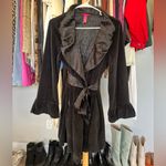 Betsey Johnson Black Velvet Ruffle Robe – Size M Photo 3