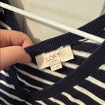 Loft  Navy and White Striped Knit Top Photo 1
