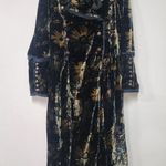 Free People Hazel Duster Velvet Coat Floral Print Black Gold Brown Lined M H Photo 5