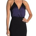 Socialite Women's Blue Black Lace Trim Sleeveless Bodysuit Racerback Small Photo 0