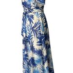 Indigo Rose Blue and White Tropical Pattern Maxi Dress Small Photo 5