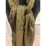 Paisley Print Scarf Shawl Wrap Fringed Gold Teal Brown winter Elegant Accessory Photo 1