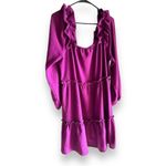 ODDY Womens Tiered‎ Ruffle Puff Sleeve Babydoll Dress sz 1X Feminine Romantic Purple Photo 1