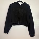 Hidden Cult Black Embroidered Zip Hoodie XXL Gothic Crop 100% Cotton Streetwear Photo 0