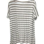 Cato Womens Size XL Short Sleeve V Neck Striped Brown White V Neck Stretchy Photo 5
