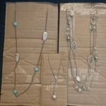 Lot of 3 Necklaces. 1 turquoise color, 1 3 strand leaves, 1 Shorter Faux pearl Photo 0
