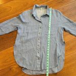 Free People  Thats a Wrap Shirt in Chambray Combo Blue Photo 13