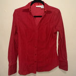 st. john's bay St John's‎ Bay Red Corduroy Button Down Shirt Small Chico Long Sleeve Photo 0