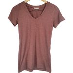 SKY AND SAND Womens T Shirt Size S V Neck Short Sleeve Red Blend Casual Top Brown Photo 0
