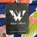 White Mark Navy with Peach Melon Flower Print Wide Leg Flowy Palazzo Pants 4X Blue Photo 4