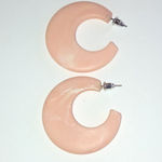 Vintage Retro Light Pale Pink Marbled Boho Hoop Pierced Earrings Photo 5