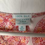 Calypso St. Barth  Size XS Blouse Top Silk Pink Floral Boho Mandala Crochet Trim Photo 3