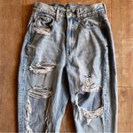 American Eagle  Highest Rise Mom Jean Light Wash Distressed Straight Leg Size 0 Photo 3