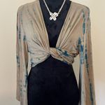 EcoVero Tie Dye Bell Sleeve Wrap Top Tan Size L Photo 3
