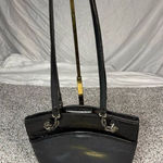 Brighton Women's Black Leather Bucket Handbag Croc-Embossed Charms Photo 0