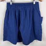 High Waist Nylon Front Pocket Mom Shorts Blue Size XL Photo 2