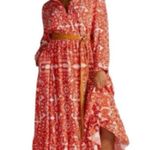 Mare Mare x Anthropologie Lynda Maxi Dress MEDIUM PETITE Tiered Boho Cottage Orange Size undefined Photo 1