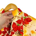Vintage 1960s Pomare Hawaii Floral Kimono Style Batwing Sleeve Cape Top Blouse Orange Photo 2