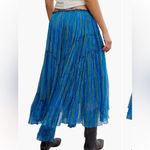 Free People  Ember Tiered Stripe Midi Skirt in blue marina Small $128 Photo 4