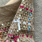 The Sak Y2K 90s Knit Crochet w/ Woven Ribbons Tan & Rainbow Purse. Photo 8