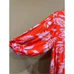 easel Size S (Oversized)  Los Angeles Floral Print Midi Dress in Hot Coral Photo 4