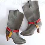 Anthropologie Terra Plana Grey Suede Country Western Cowboy Boots Photo 0