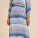Cloth & Stone Multicolor Tie Dye Striped Maxi Long Sleeve Flowy V-neck Dress Photo 0