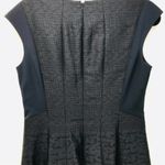 Lafayette 148 New York Full-Skirt Jacquard Panel Sleeveless Fit Flare Dress Navy Photo 9