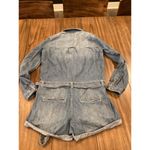 Free People Denim short Romper button up belt Long Sleeve jumper blue Small Photo 1