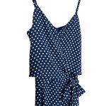 Michael Kors Spaghetti Strap Navy Blue Polka Dot Wrap Top Wide Leg Jumpsuit Photo 2