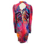 Cosel Draped Mini Dress Womens US 10 Pink Multicolor Tropical Retro Mod Colorful Photo 4